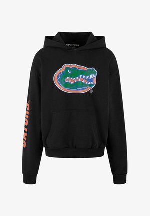 Čierna mikina z bavlny, s farebným logom Gator na prednej strane a nápisom "FLORIDA" v oranžovej farbe na rukáve. Dizajn s klokannou kapsou.