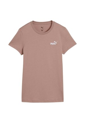 Mauve krátke tričko Puma s okrúhlym výstrihom a malým bielym logom Puma na ľavej strane hrude.