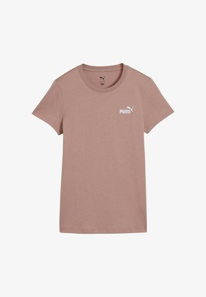 Mauve krátke tričko Puma s okrúhlym výstrihom a malým bielym logom Puma na ľavej strane hrude.