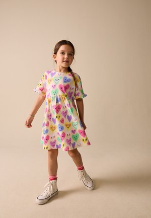 Next, REGULAR FIT - SHORT SLEEVE  - Vestito di maglina - light yellow heart print