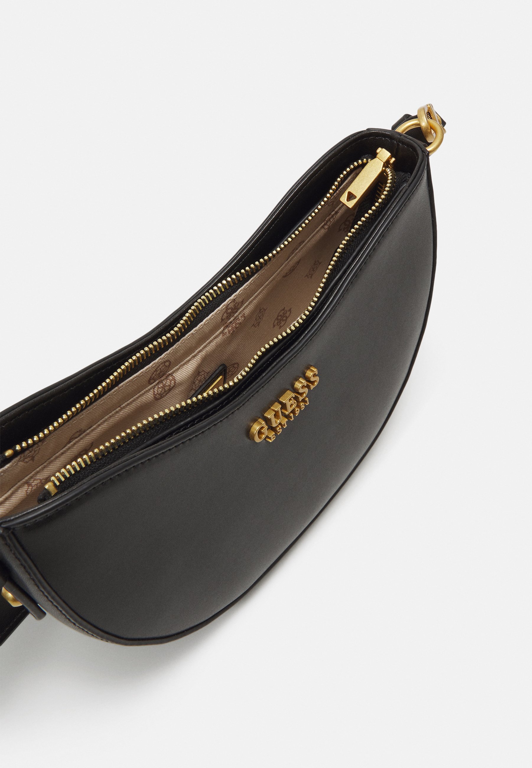GUESS Sarita Schultertasche Stone - Kleine Top Zip Tasche, Cremefarben, Mit Abnehmbarem Schulterriemen, Stylisch & Elegant