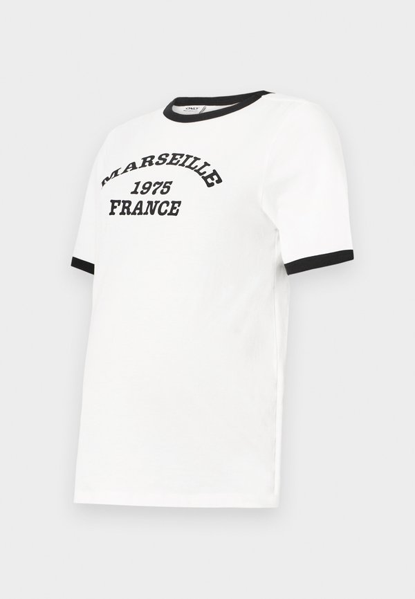 OLMNINA LIFE CONTRAST - Print T-shirt - cloud dancer4