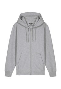 Felpa con zip grigia realizzata in morbido misto cotone, con cappuccio foderato, tasche frontali e polsini e orlo a costine.