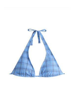 OYSHO, HALTERNECK GINGHAM BIKINI - Haut de bikini - light blue