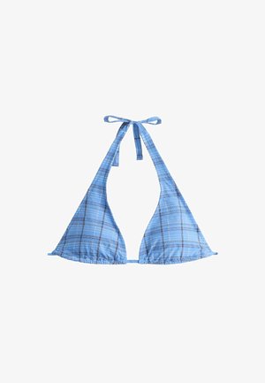 OYSHO, HALTERNECK GINGHAM BIKINI - Haut de bikini - light blue
