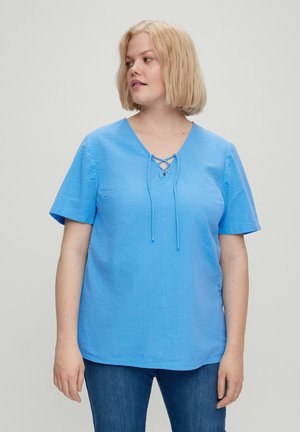 AUS SEERSUCKER - Bluse - royalblau