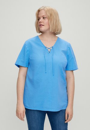 AUS SEERSUCKER - Blouse - royalblau