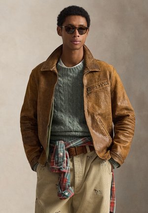 LEATHER NEWSBOY JACKET - Bőrdzseki - soft brown