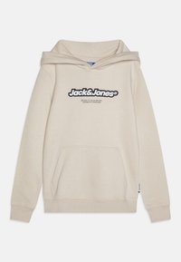 Sudadera beige hecha de una mezcla de algodón, con un gran logo en la parte delantera, un bolsillo frontal y puños y dobladillo de canalé.