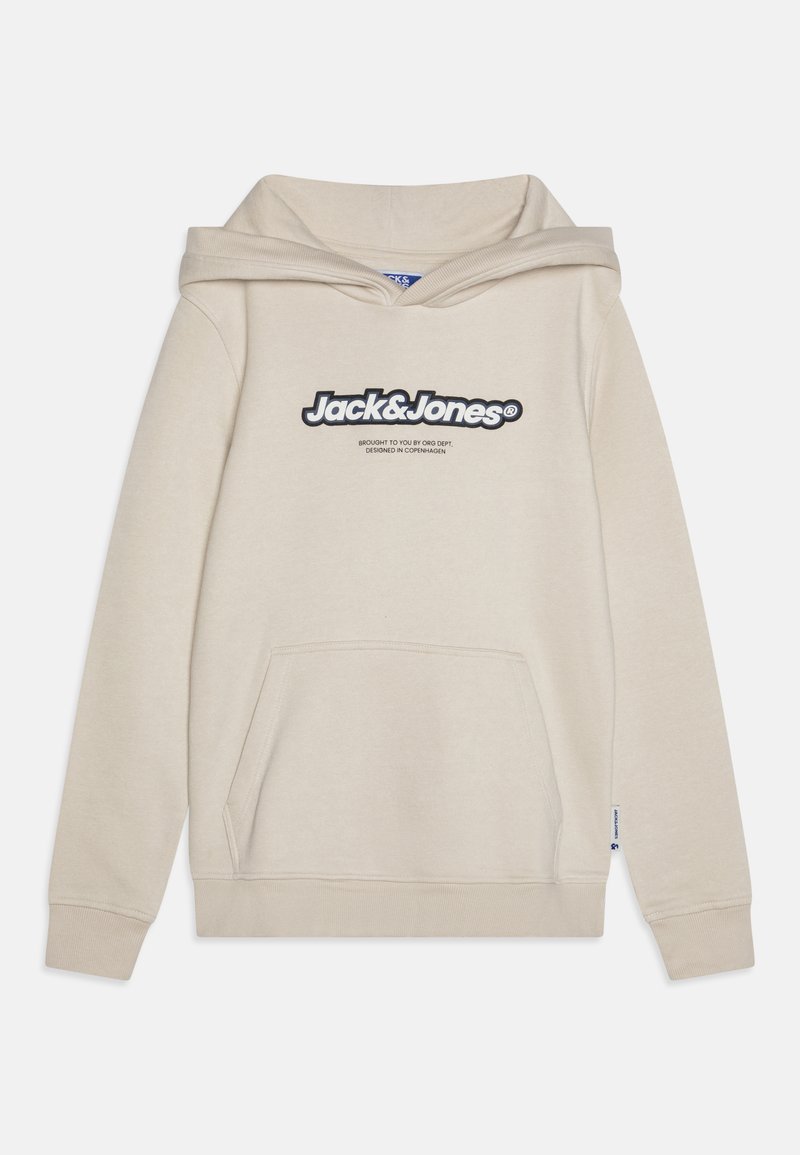 Sudadera beige hecha de una mezcla de algodón, con un gran logo en la parte delantera, un bolsillo frontal y puños y dobladillo de canalé.