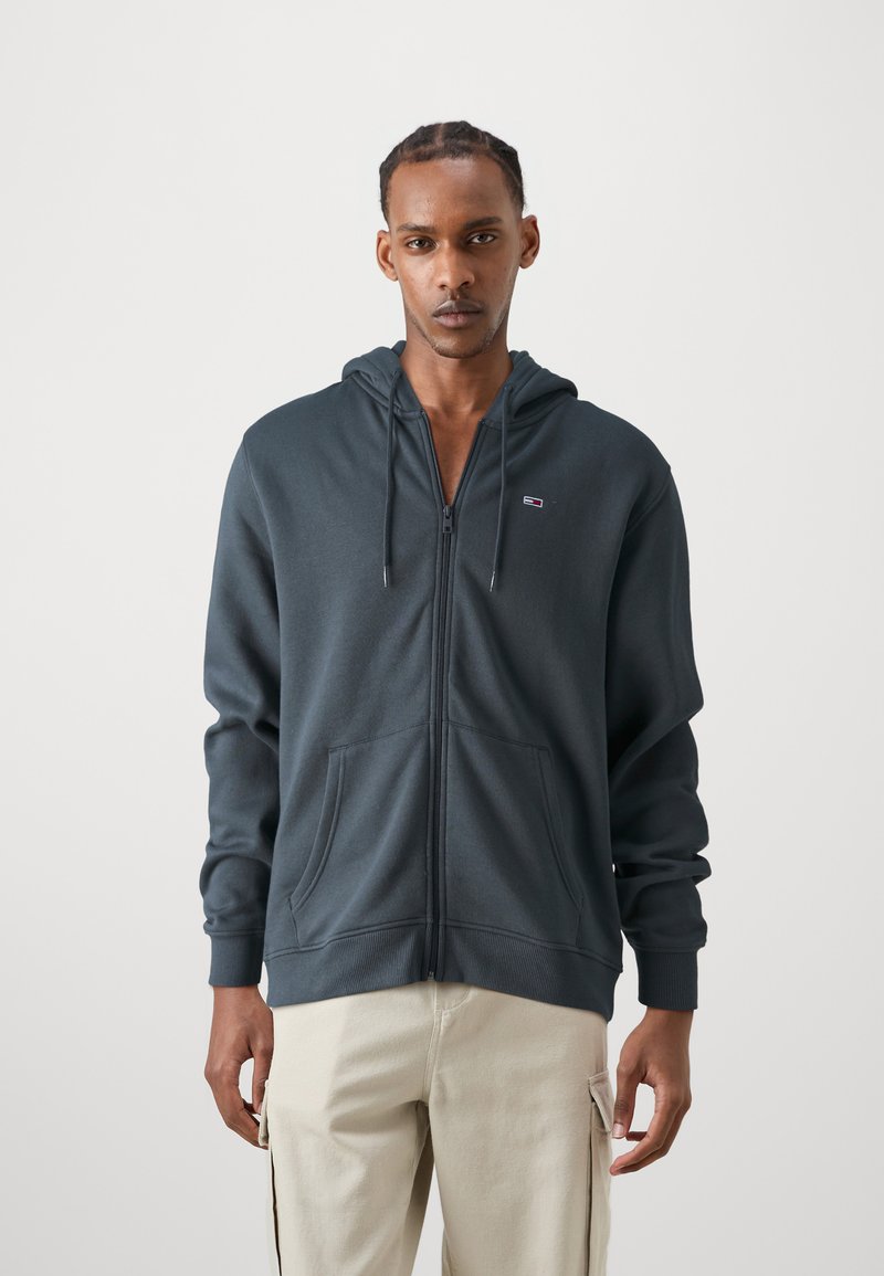 Tommy Jeans FLAG ZIP THRU - Sweat à capuche - new charcoal