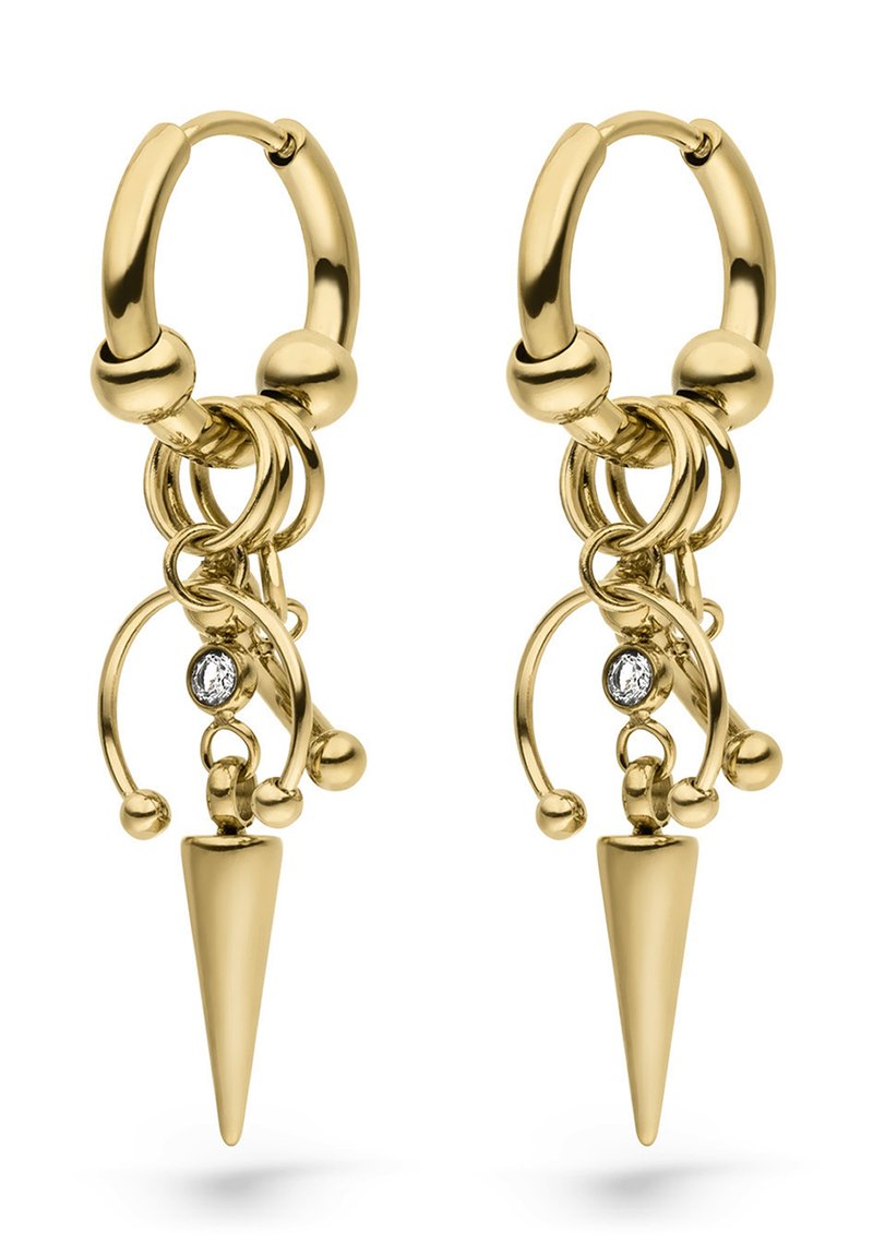 Liebeskind Berlin Orecchini A Cerchio Con Pendolo Geometrico, Oro IP, Acciaio Inox, 3,6 Cm - 4
