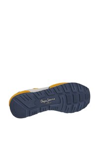 Tennise sise tekstuuriga tumesinine kummipõhi, kollane nubukist kontsatrim ja valge ülemine osa, millel on "Pepe Jeans" logo.