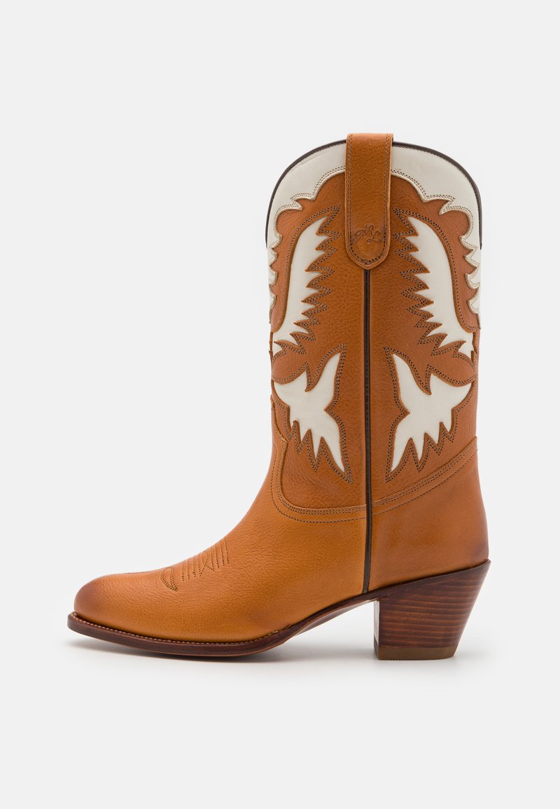 Polo Ralph Lauren LEATHER COWBOY BOOT - Kaubojiški / motociklininko stiliaus batai - cream