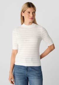 comma KURZÄRMELIGER IM SLIM FIT MIT STRUKTURMUSTER - Trui - weiß