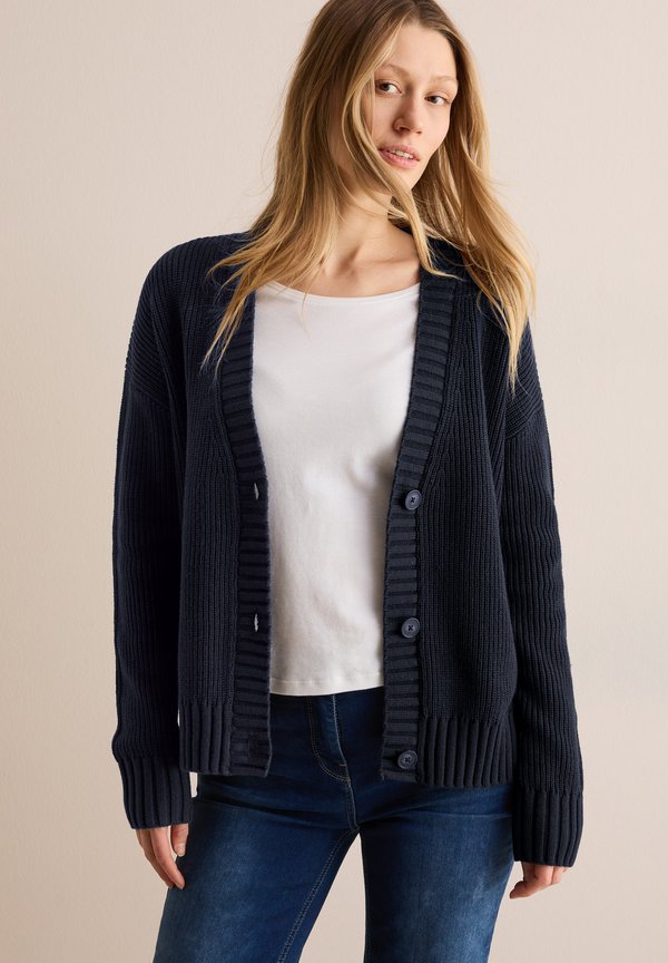 MIT STRUKTUR - Strickjacke - blau