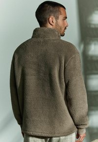 Next BORG ZIP NECK - Fleece trui - stone neutral
