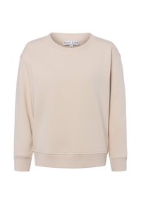 Felpa beige realizzata in morbido materiale con scollo rotondo, spalle scese e polsini e orlo a coste. L'etichetta reca la scritta "Marie Lund, Copenhagen."
