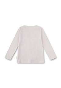 Langärmliges, weiches Baumwolloberteil in hellem Beige. Mit einem runden Halsausschnitt und schlichter Rückengestaltung. Gerader Saum mit einem kleinen Logotag an der Seite.