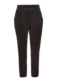 Schwarze Jogginghosen aus weichem Stoff, mit elastischem Bund und Kordelzug, Seitentaschen und schmal zulaufenden Knöcheln.