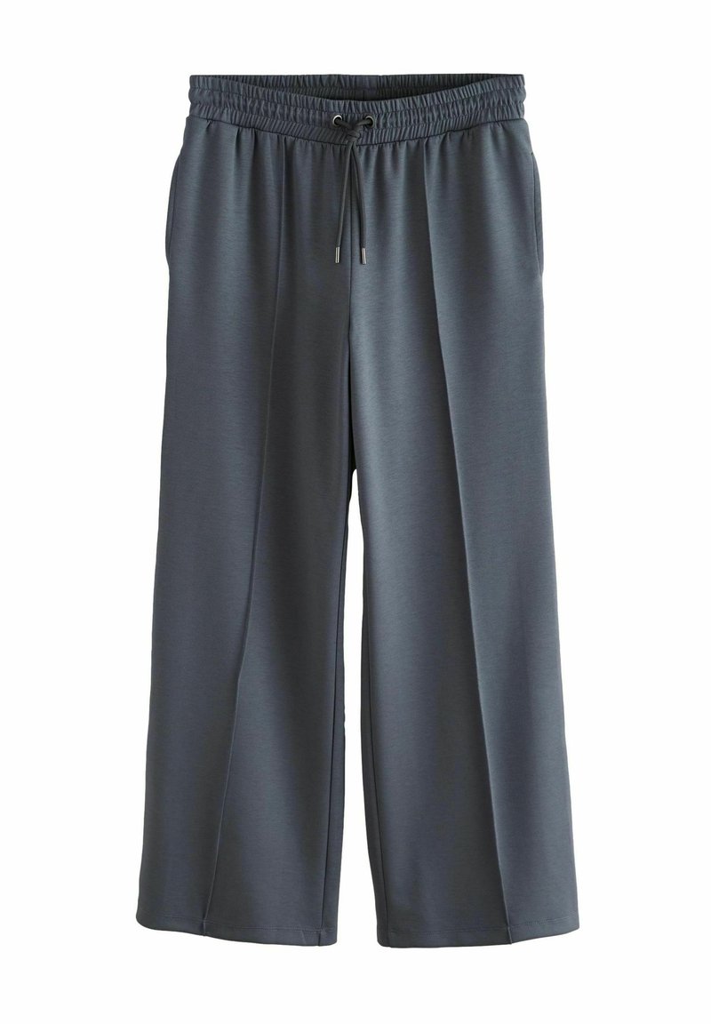 Kolen grijze wijde broek van zachte stof, met een elastische tailleband met een trekkoord en zijzakken.