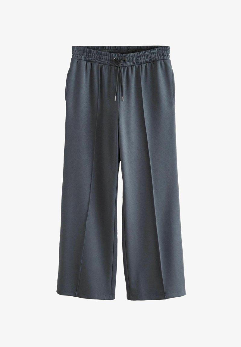 Kolen grijze wijde broek van zachte stof, met een elastische tailleband met een trekkoord en zijzakken.