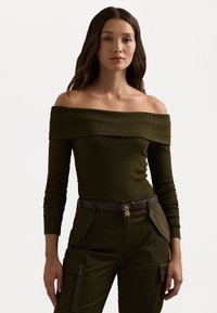 Lauren Ralph Lauren COTTON BLEND OFF THE SHOULDER TOP - Top dugih rukava - botanic green