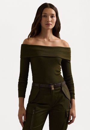 COTTON BLEND OFF THE SHOULDER TOP - T-shirt à manches longues - botanic green