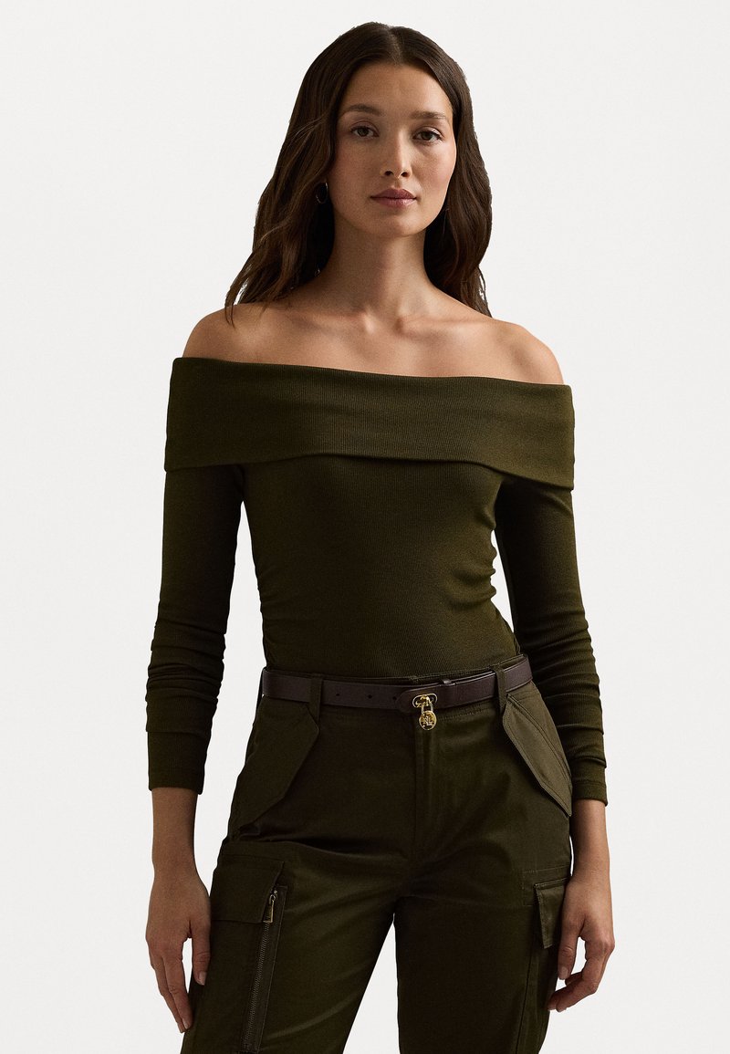 Lauren Ralph Lauren COTTON BLEND OFF THE SHOULDER TOP - Top dugih rukava - botanic green
