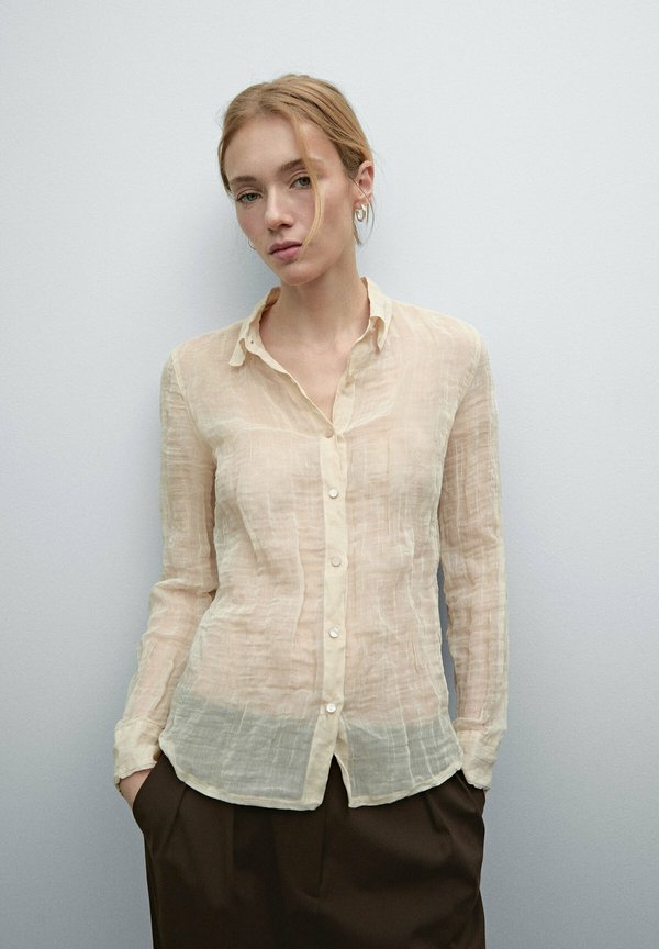 BLEND TEXTURED DETAIL - Button-down blouse - beige