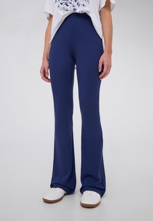 ELASTICATED PLAIN FLARED - Pantaloni - blu scuro