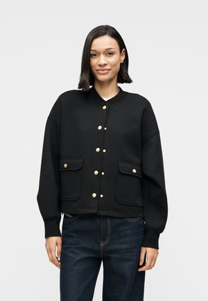 Tommy Hilfiger GOLD-TONE BUTTON INTERLOCK KNIT RELAXED CARDIGAN - Μπουφάν τύπου bomber - black