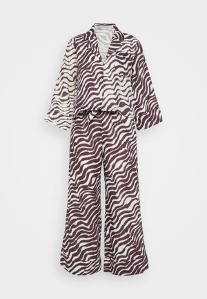 Desmond & Dempsey PEGASUS BOXY SHIRT WIDE LEG - Pyjama - cocoa/cream