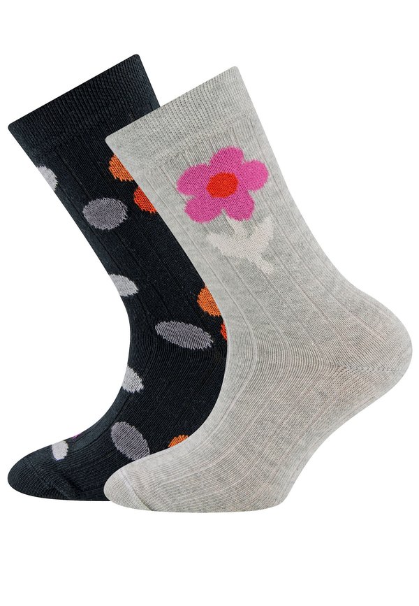 2ER PACK BLUME/PUNKTE - Socken - schwarz sweater grau mel