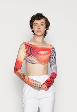 BACKLESS LONG SLEEVE LIPS PLACEMENT - T-shirt à manches longues - orange/red/multi