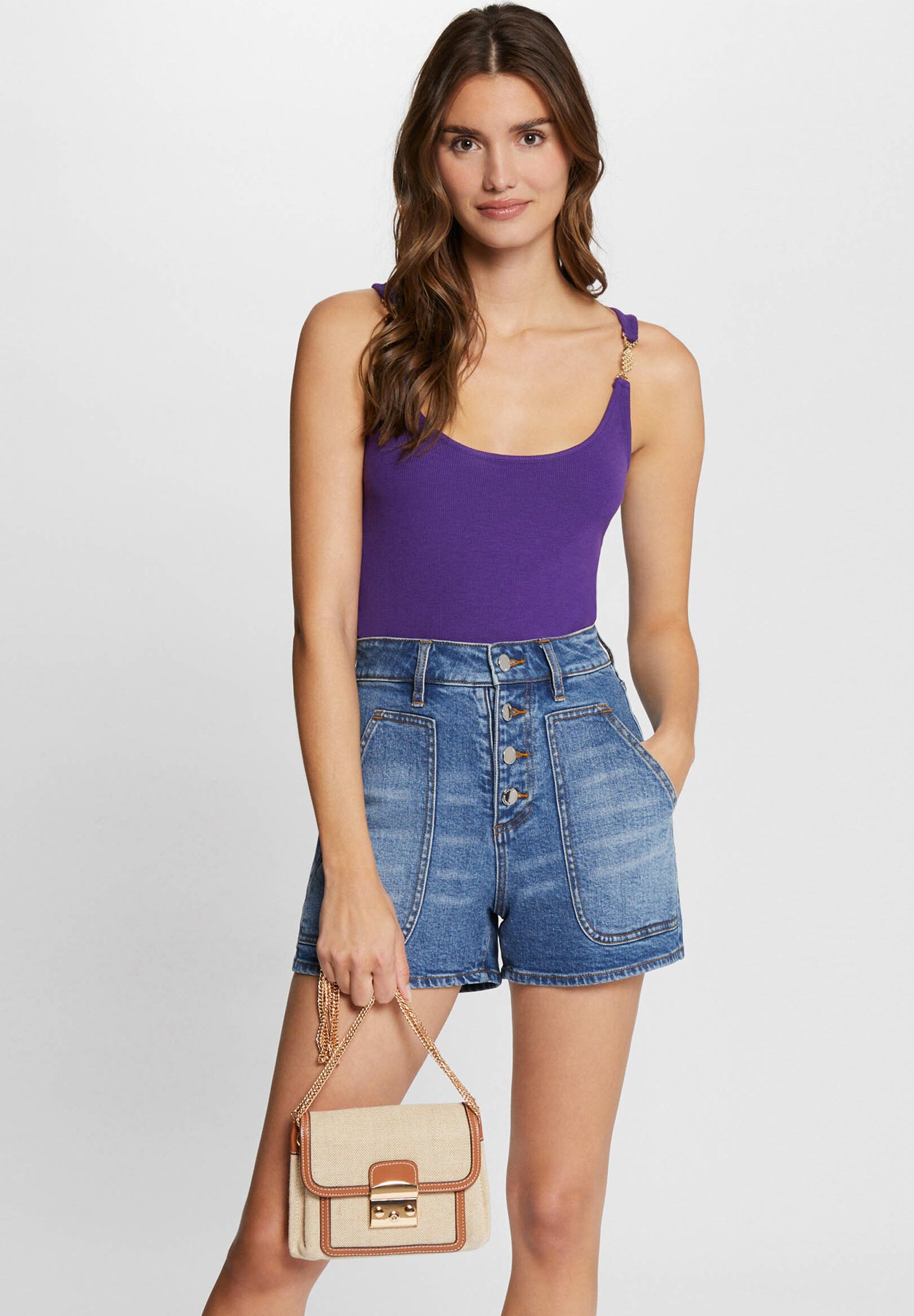 Morgan straight high waist cropped broek ecru