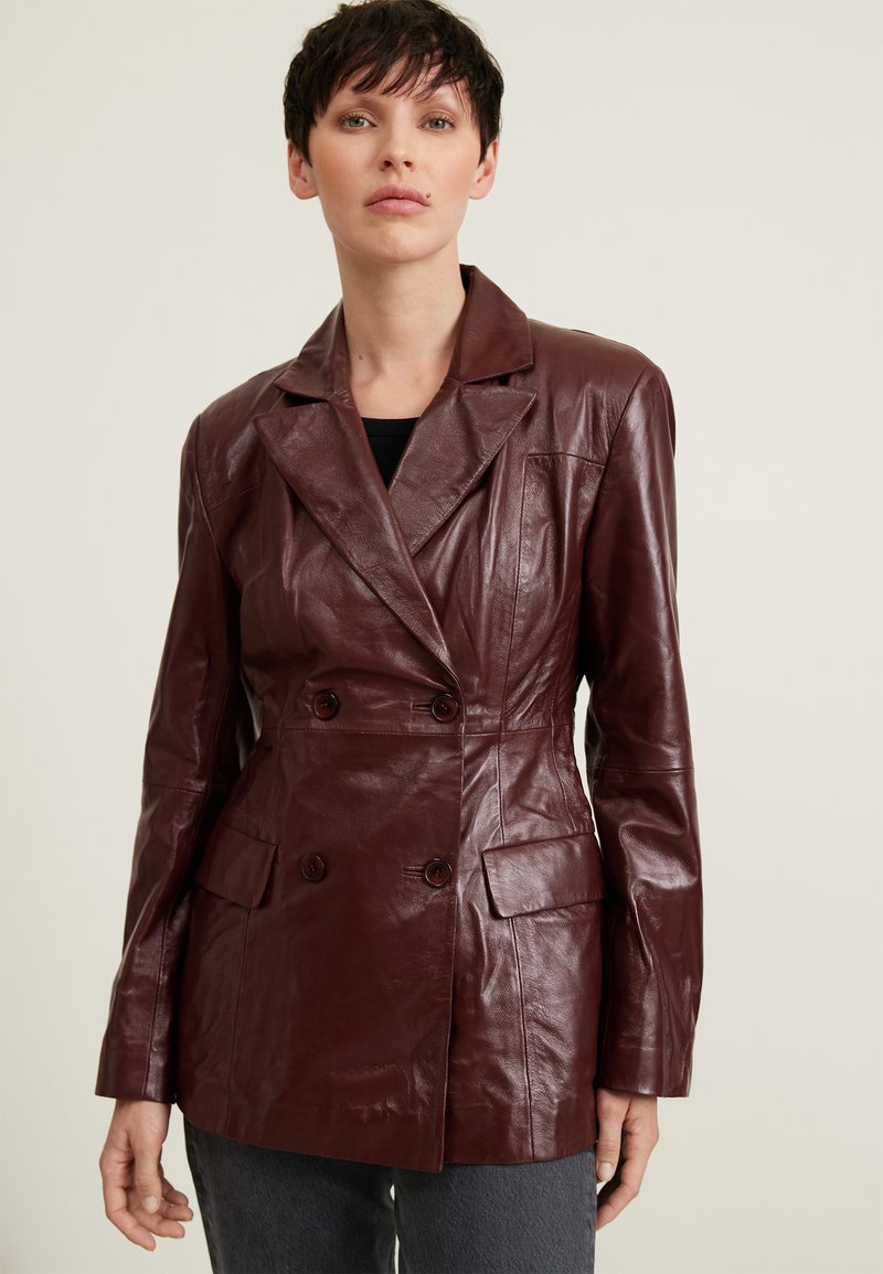 Gestuz RAEL Leather jacket bitter chocolate/brown Zalando