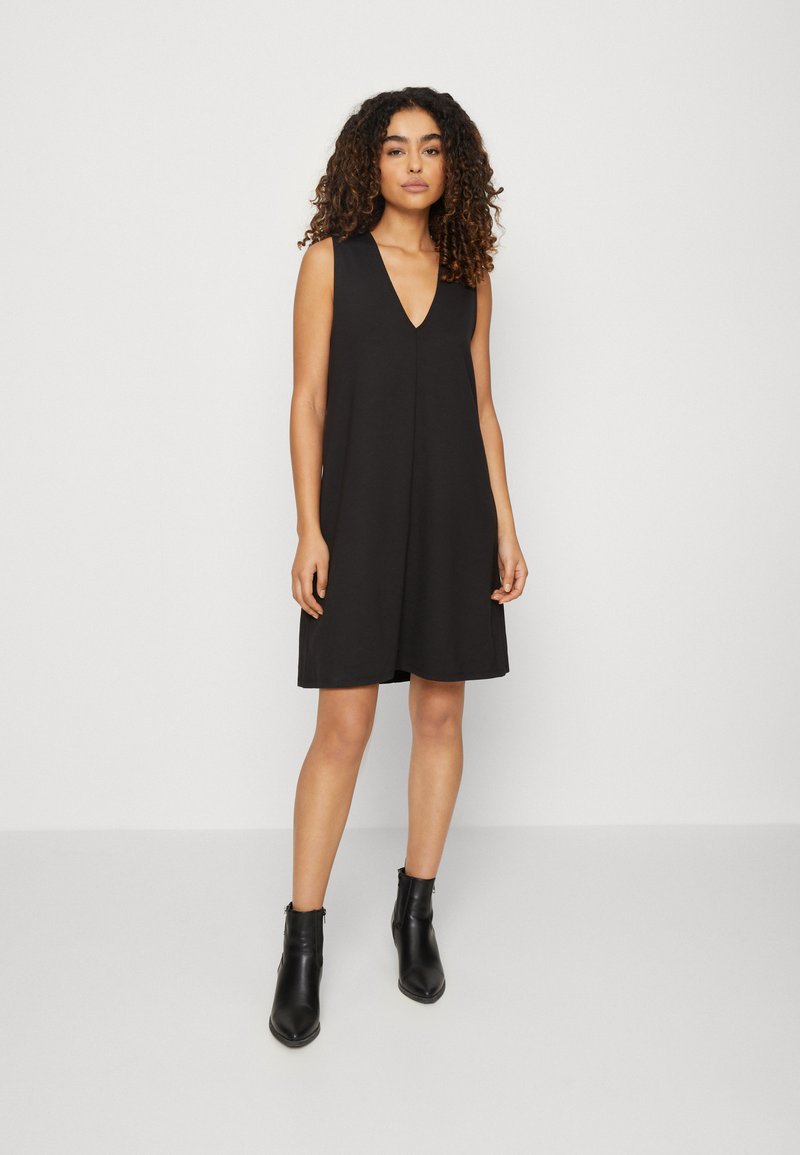 ONLY - ONLBIANCA V NECK DRESS - Žerzejové šaty - black, Zvětšit