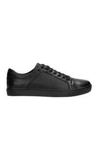 Sneaker nera con tomaia in pelle liscia e pannello laterale testurizzato. Caratterizzata da lacci rotondi, occhielli in metallo e suola in gomma.