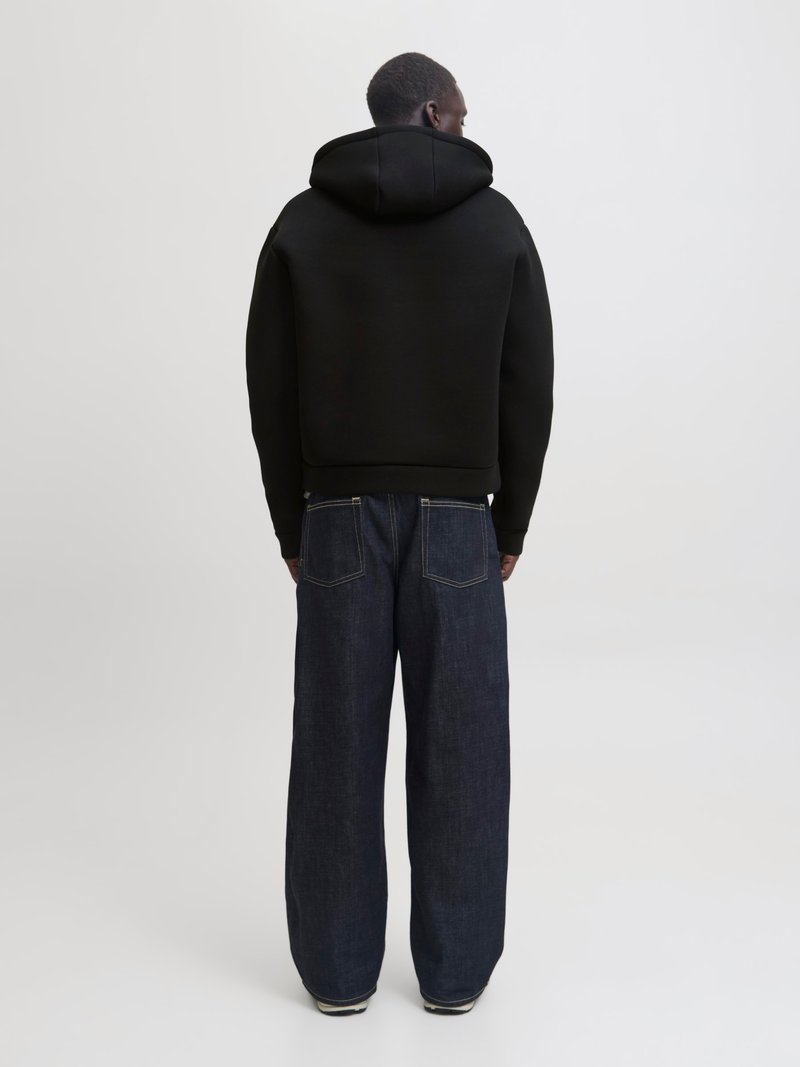 JACK & JONES Felpa Con Cappuccio Uomo – JcoAero Front Print, Nero, Taglio Ampio - 5