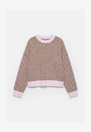 PULL&BEAR, STRIPED FINE KNIT - JUMPER- - Pullover - dark brown