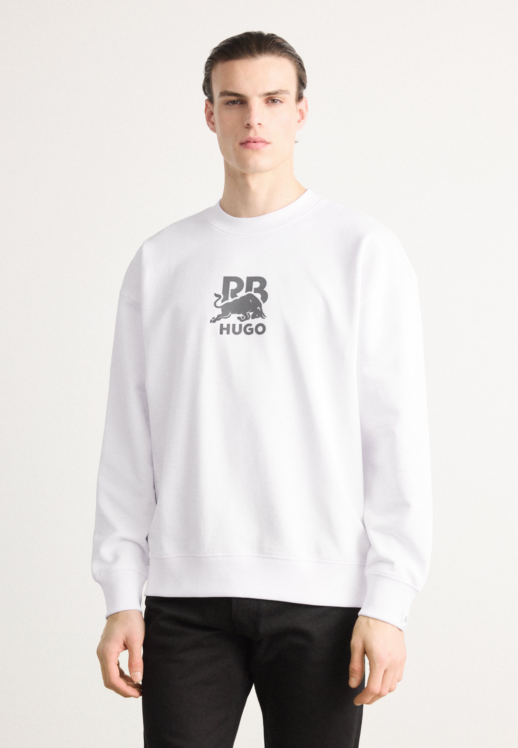 【送料&関税込】Hugo Boss Hugo X Racing Bulls - Cotton Crew- HUGO - Cotton-jersey T-shirt with racing prints - Black