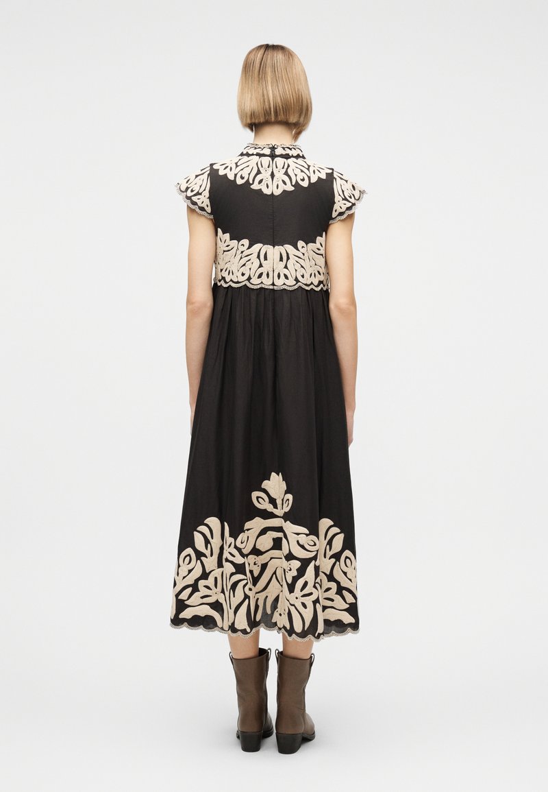 Sea ALEXANDRA EMBROIDERY CAP SLEEVE MIDI DRESS - Day dress - black -  Zalando.ie