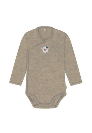 Bio Merino Wickel Langarm Strampler aus 100 % Merinowolle - Body - beige