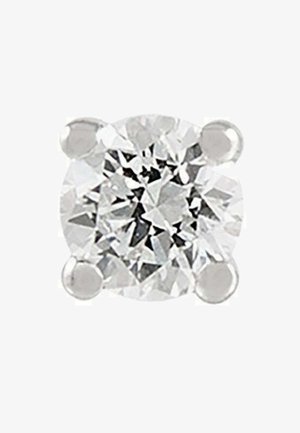 Pendientes de diamante redondo con engaste de cuatro garras, transparentes, de corte brillante y alto brillo, montados sobre una base de metal plateado o blanco.
