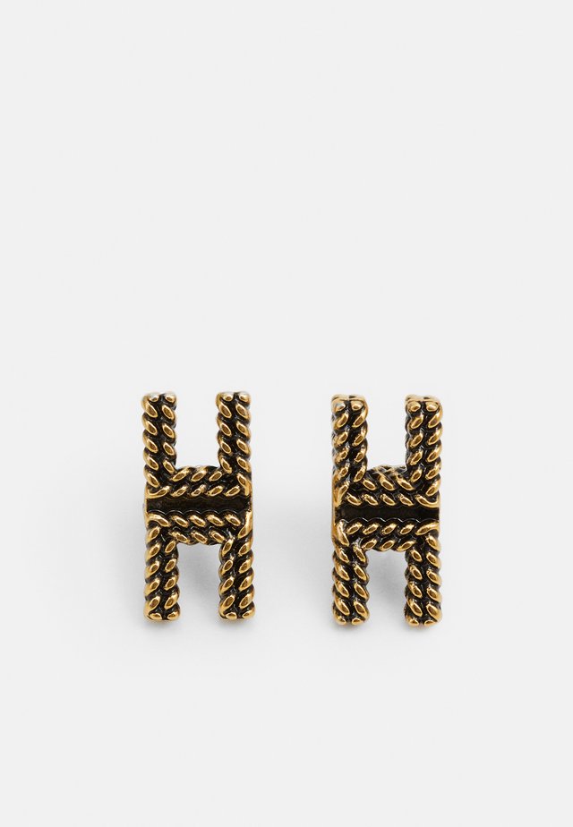 LOGO SQUARE STUDS - Earrings - oro vecchio