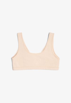 Bralette rosa chiaro con spalline larghe, scollo a u e design senza cuciture. Realizzato in un tessuto morbido e elastico per un comfort ottimale.