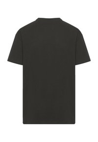 Schwarzes Baumwoll-T-Shirt mit kurzen Ärmeln, runder Crew-Halslinie und klassischem Schnitt. Die Rückansicht zeigt eine glatte Textur und keine Grafiken.