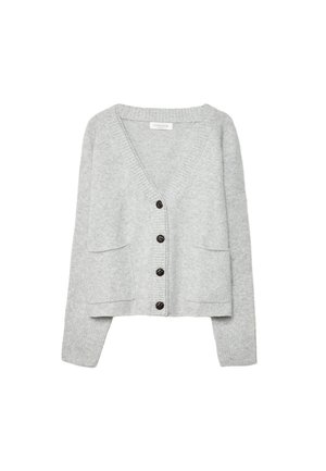 WITH LAYERED COLLAR DETAIL  - Strickjacke - grey