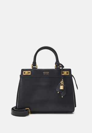 Bolso Satchel Guess Katey Girlfriend - Negro, Efecto Cocodrilo